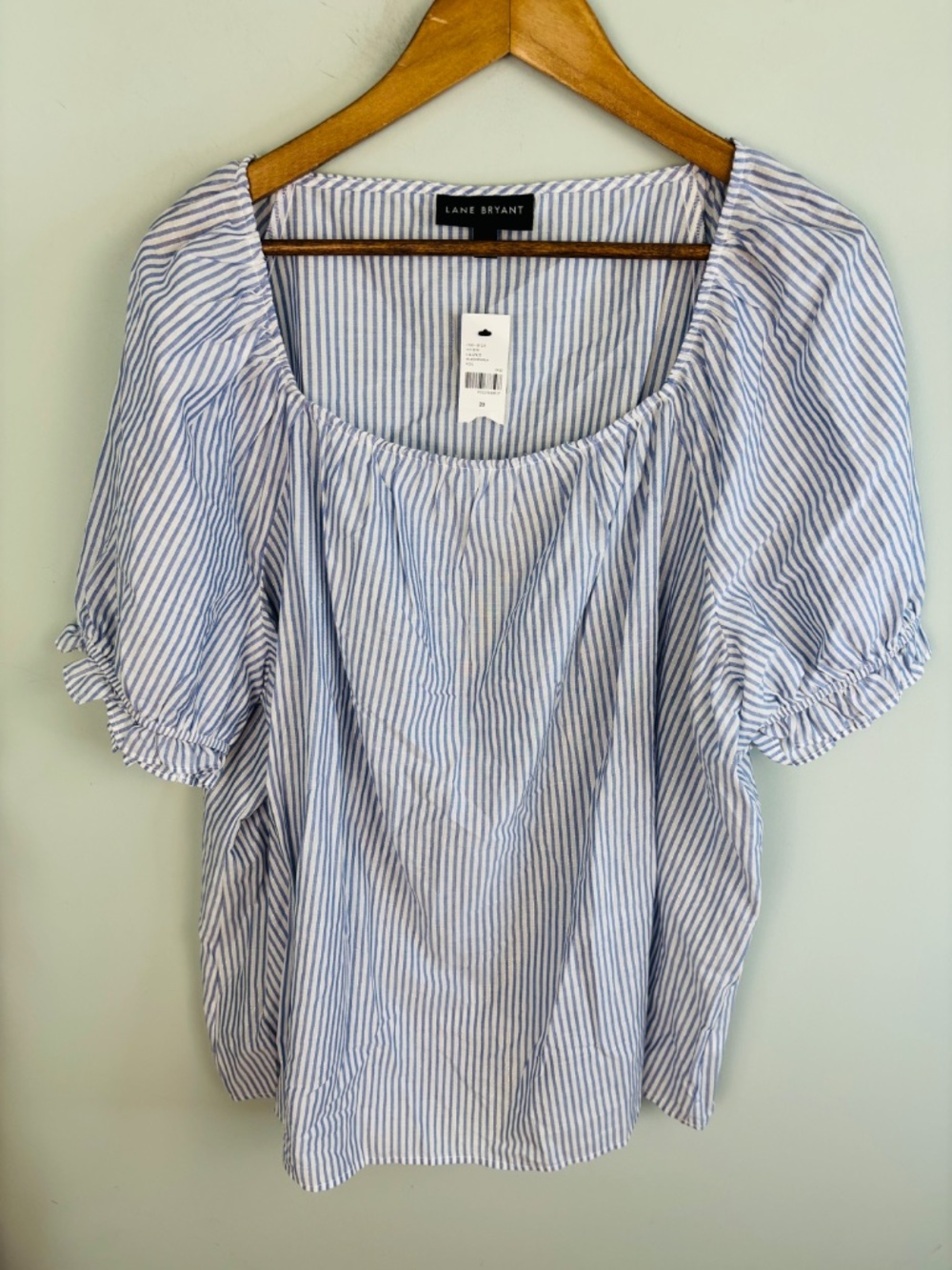 Lane Bryant Striped Metallic Trim Puff Sleeve Top NWT Size 20 - Picture 2 of 4